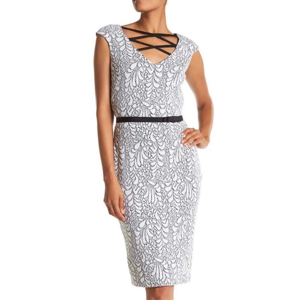 Aldon Gray Jacquard Sheath Dress